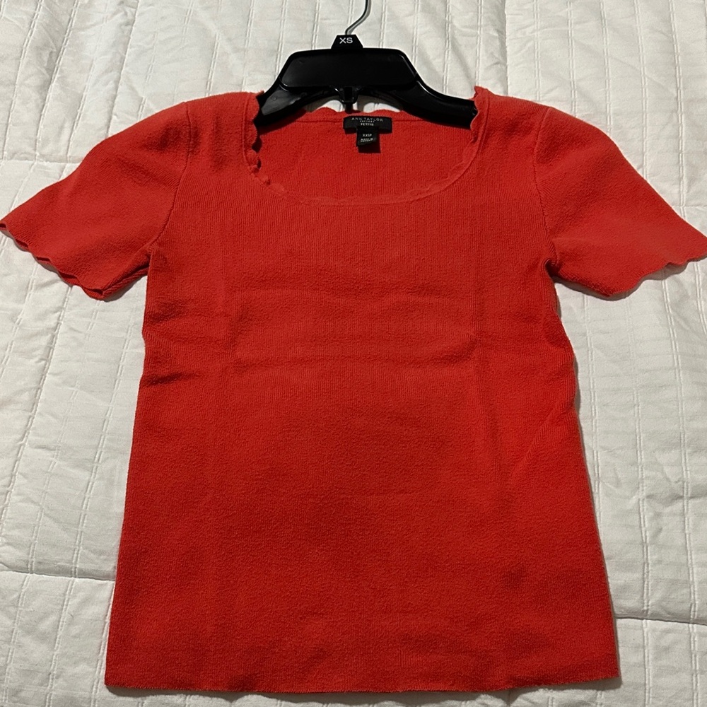 Ann Taylor Orangish Short Sleeve Sweater Top